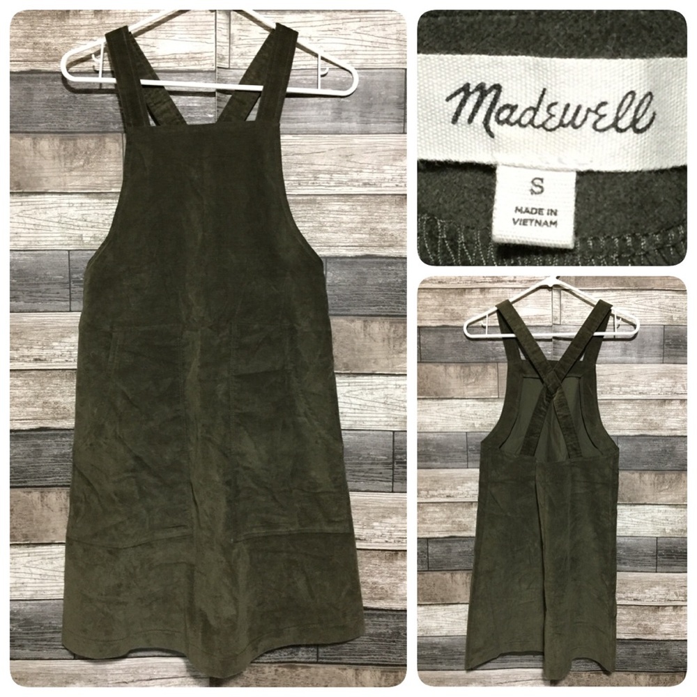 Madewell Velvet Dress Women’s S Green Stretch Cotton Blend